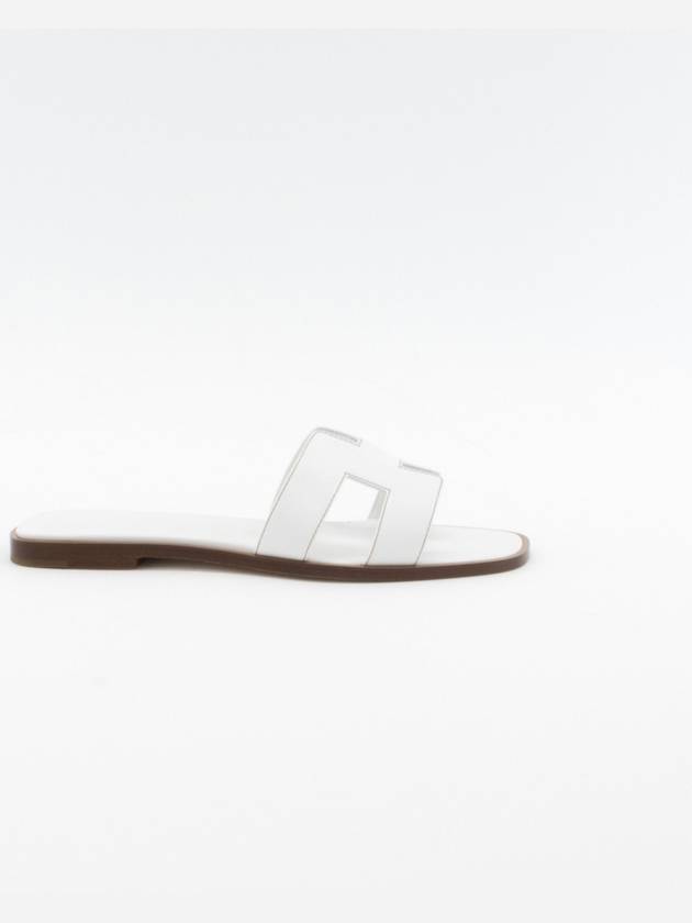 Oran Calfskin Slippers Blanc - HERMES - BALAAN 3