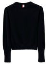 Crew Neck Cashmere Crop Cardigan Black - THOM BROWNE - BALAAN 3