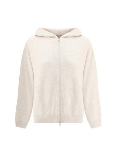 Knit Hooded Zip-Up White - BRUNELLO CUCINELLI - BALAAN 1