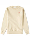 Small Heart Logo Organic Cotton Sweatshirt Vanilla - AMI - BALAAN 2