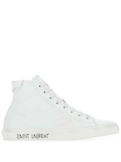 Malibu Mid Leather High Top Sneakers - SAINT LAURENT - BALAAN 2