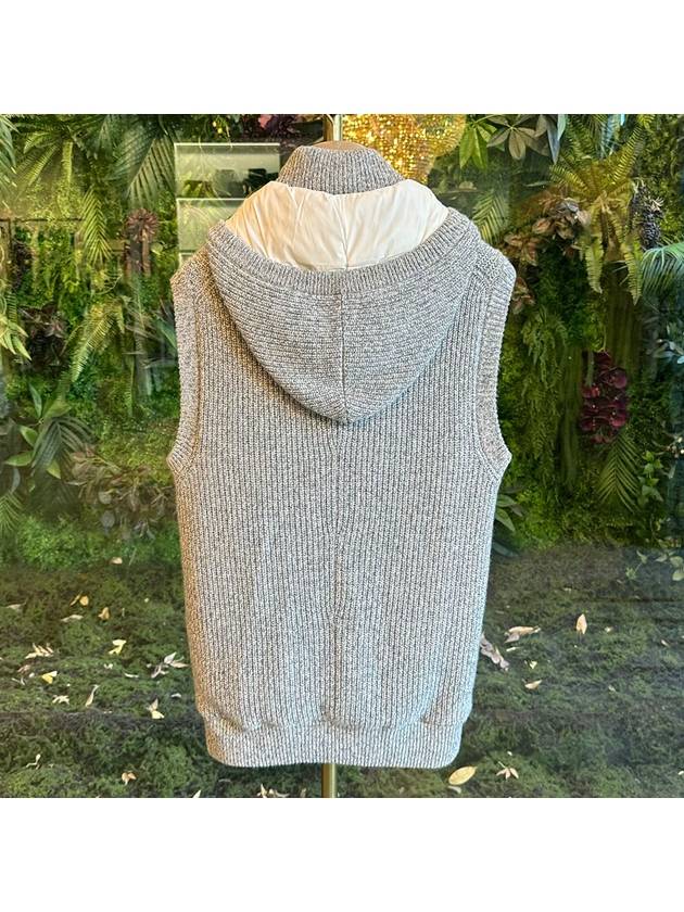 Knit Hooded Vest Grey - BRUNELLO CUCINELLI - BALAAN 5