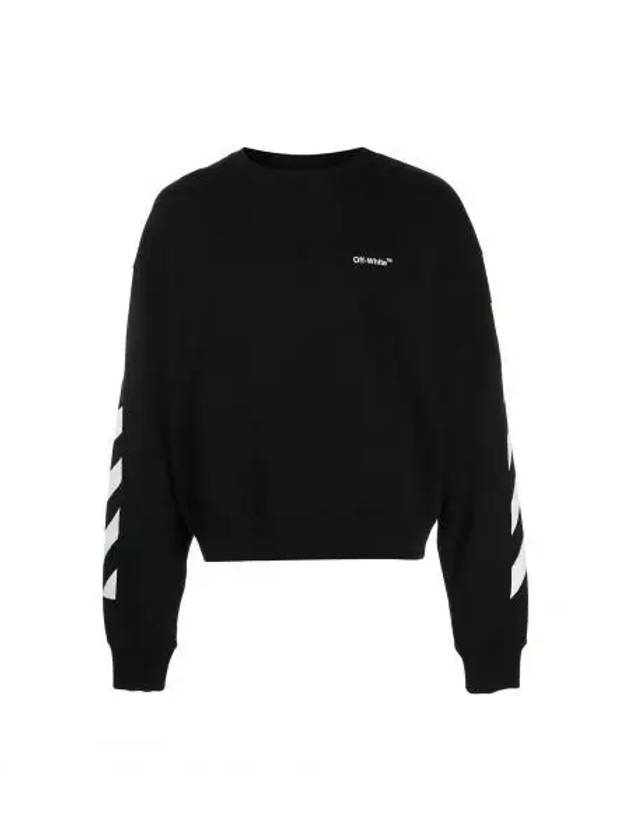 Diag Helvetica Over Brushed Long Sleeve Sweatshirt Black - OFF WHITE - BALAAN 2