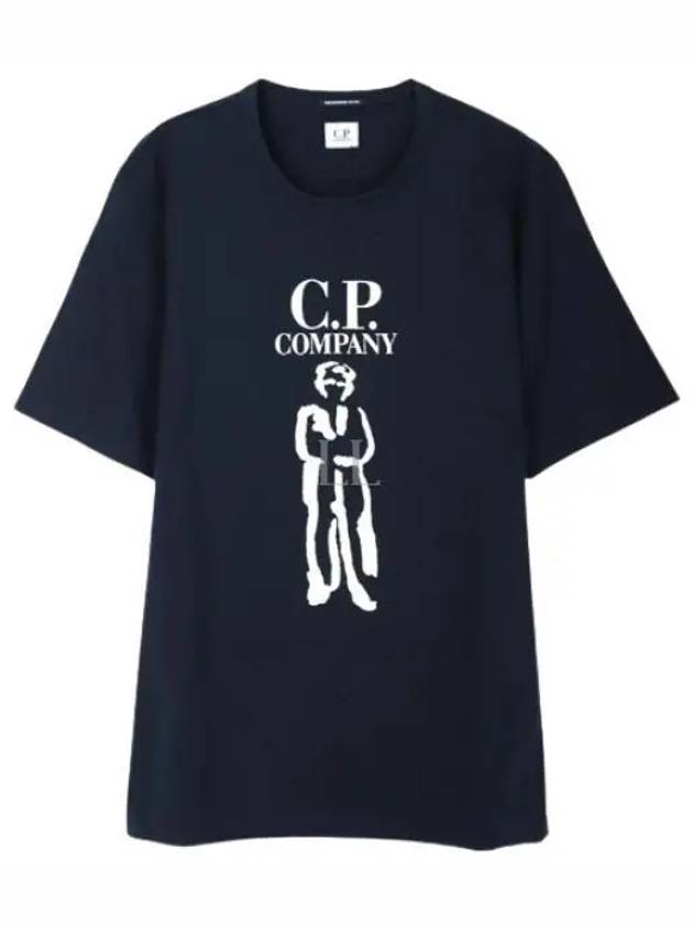 30/2 Mercerized Jersey Twisted British Sailor Short Sleeve T-Shirt Navy - CP COMPANY - BALAAN 2