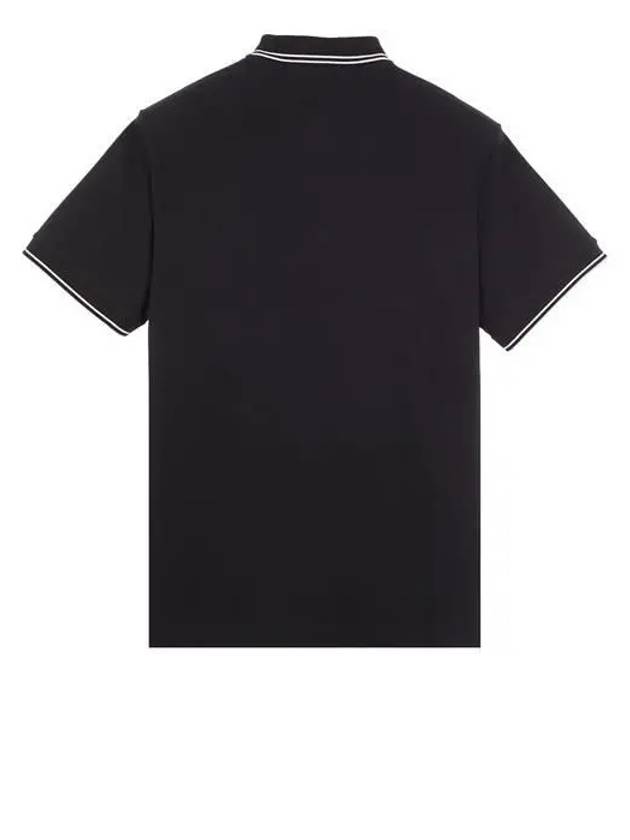 Stretch Cotton Pique Short Sleeve Polo Shirt Black - STONE ISLAND - BALAAN 3