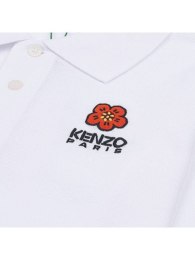 Boke Flower Embroidery Cotton Polo Shirt White - KENZO - BALAAN 5