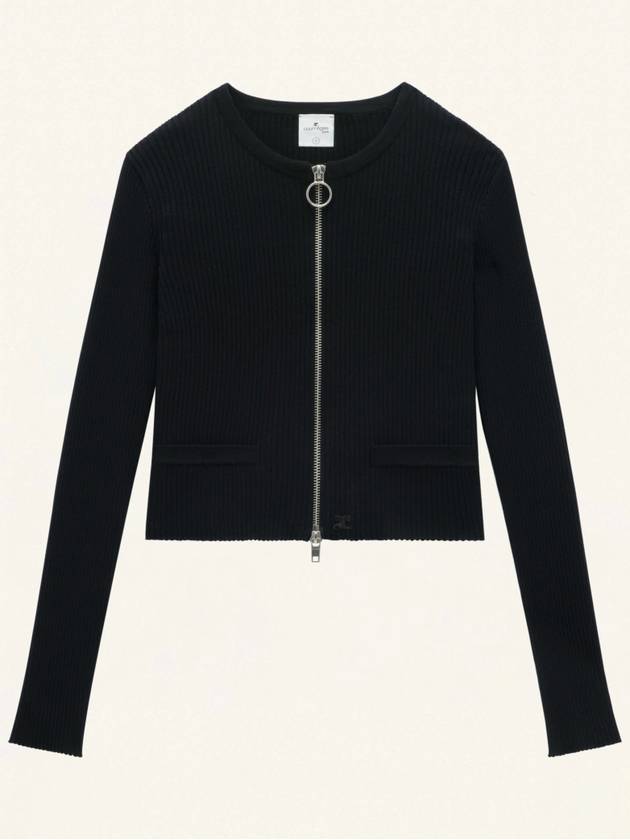 Heritage Light Rib Zip Cardigan Black - COURREGES - BALAAN 2