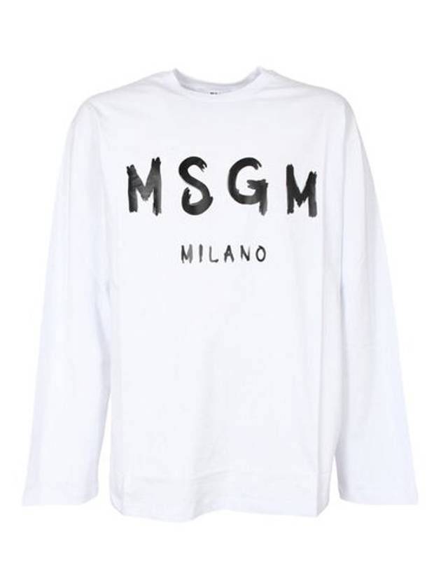 Milano Brushed Logo Long Sleeve T-Shirt White - MSGM - BALAAN 1