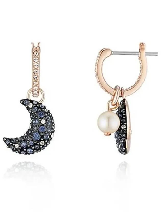 Moon Crystal Pearl Drop Earrings Gold Black - SWAROVSKI - BALAAN 4