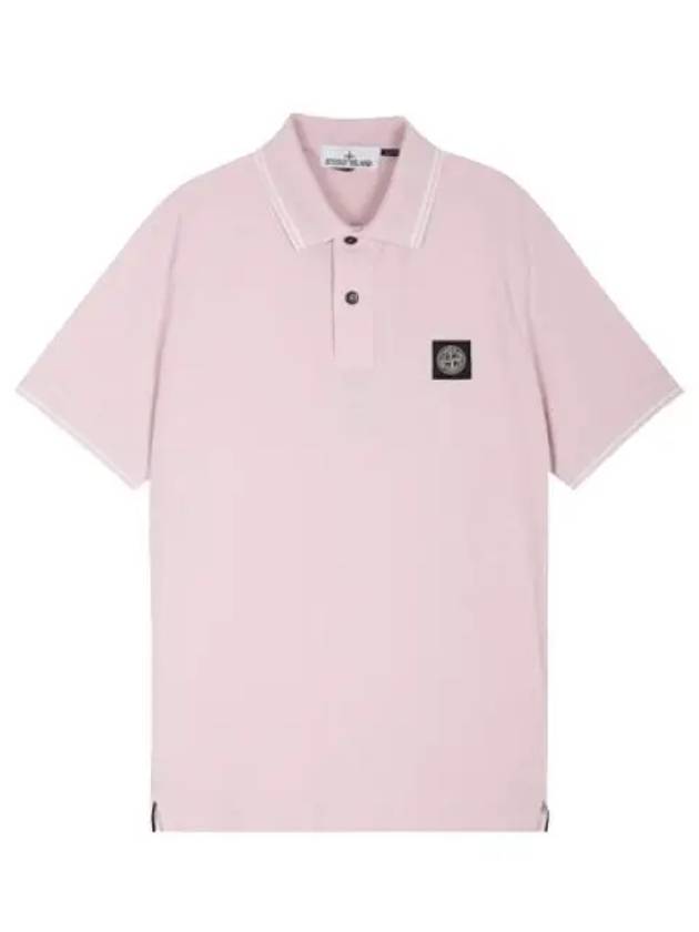 Stretch Cotton Pique Short Sleeve Polo Shirt Pink - STONE ISLAND - BALAAN 2