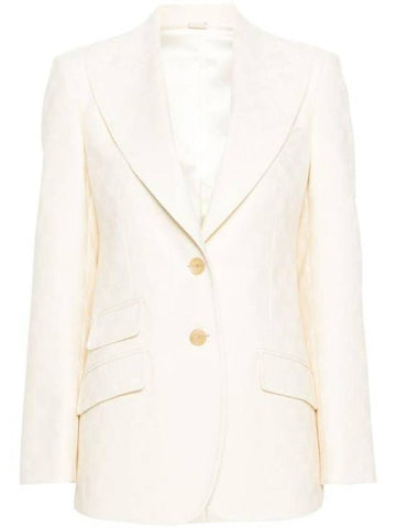 Wool Single-Breasted Blazer Jacket Ivory - GUCCI - BALAAN 1