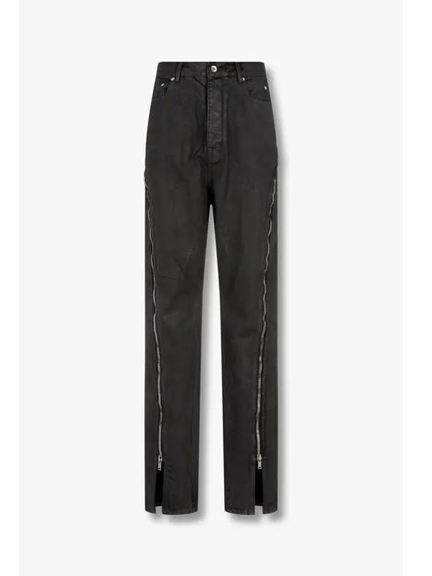 MEN Zipper Detail Denim Pants Black - RICK OWENS - BALAAN 1