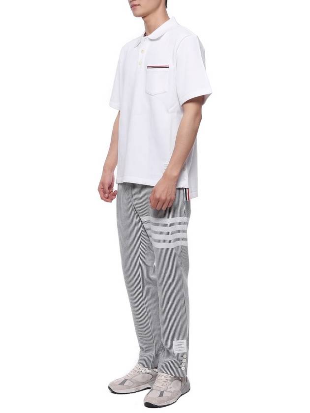 Seersucker Loopback 4 Button Vent Straight Pants Light Grey - THOM BROWNE - BALAAN 5