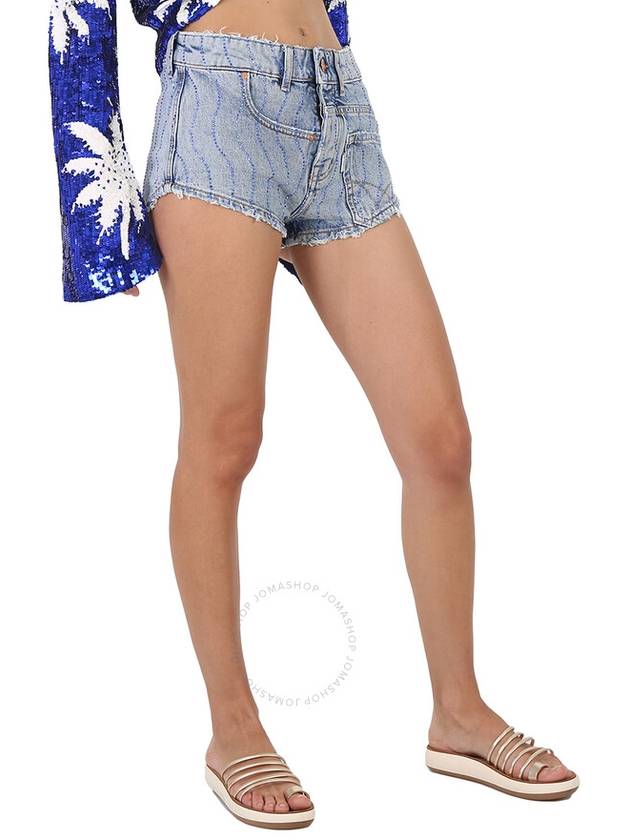 Filles A Papa Twisted Denim Shorts in Ocean Blue, Waist Size 26" - FILLES A PAPA - BALAAN 2