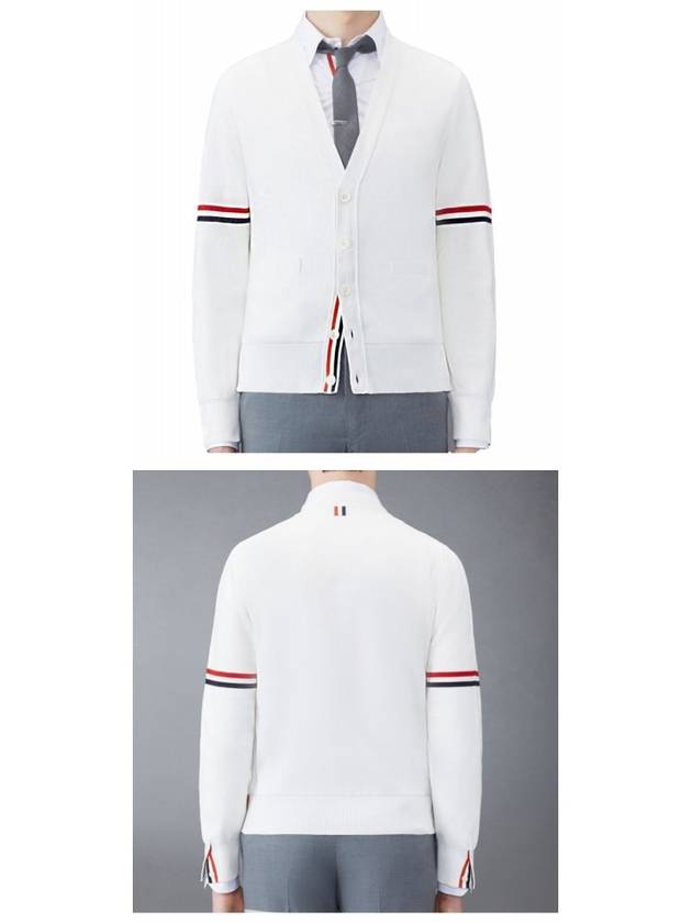 Milano Stitch Sprite Armband Cotton V-neck Cardigan White - THOM BROWNE - BALAAN 5