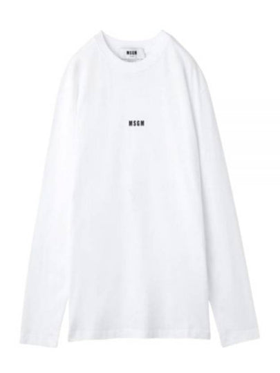 Micro Logo Print Long Sleeve T-Shirt White - MSGM - BALAAN 2