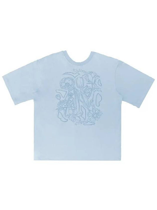 Garden emboss short sleeve t shirt blue - TIBAEG - BALAAN 1