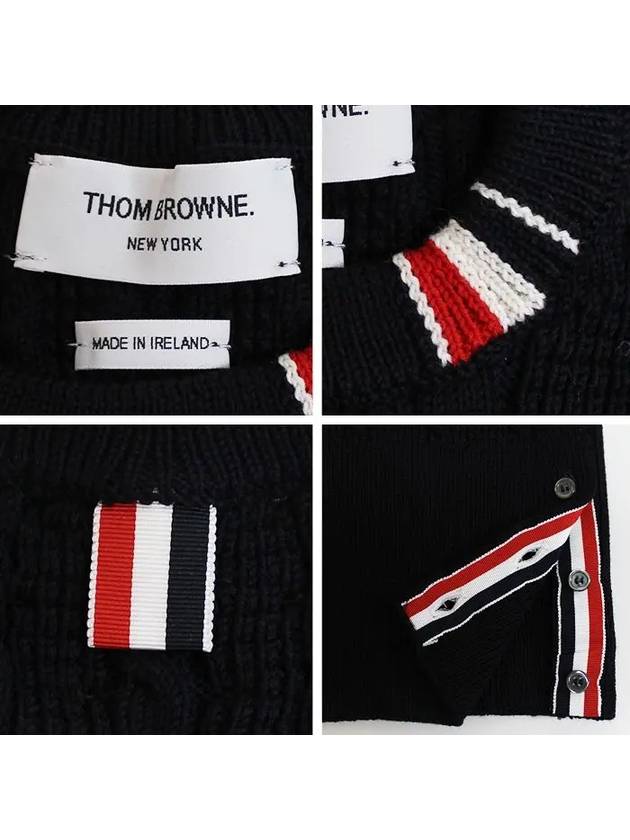 RWB Cable Wool Knit Top Navy - THOM BROWNE - BALAAN 5