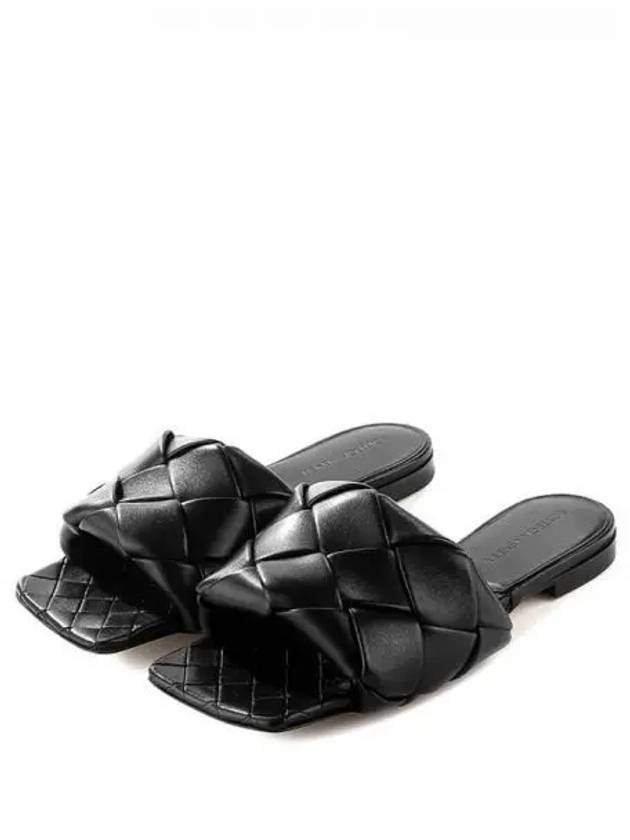 Women's Lido Leather Slippers Black - BOTTEGA VENETA - BALAAN 2