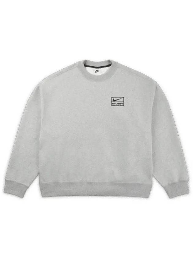 Stussy Fleece Crew Neck Sweatshirt Dark Gray - NIKE - BALAAN 1