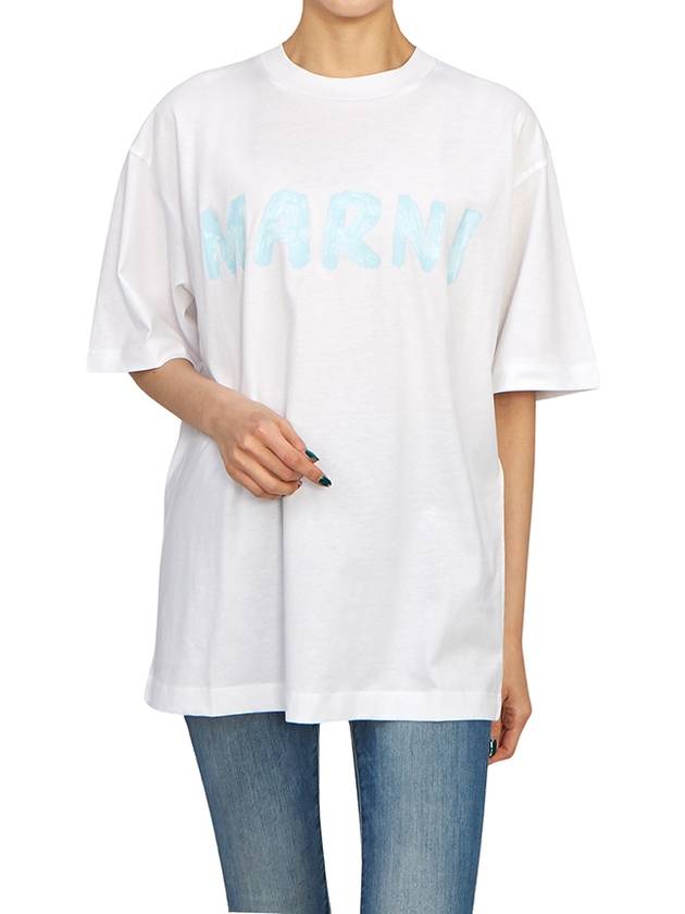 Logo Lettering Boxy Fit Short Sleeve T-Shirt White - MARNI - BALAAN 5