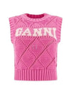 Logo Rope Short Vest Pink - GANNI - BALAAN 2