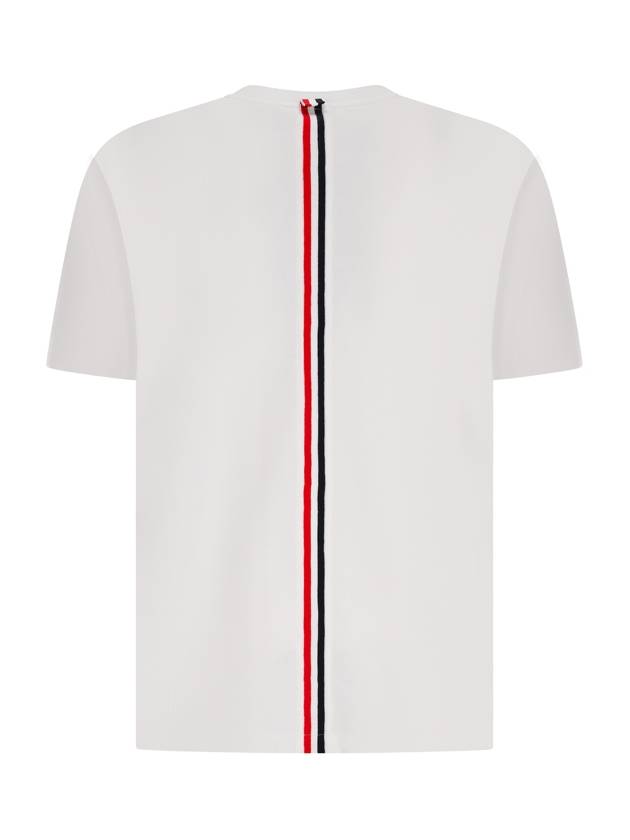 Men's Center Back Striped Short Sleeve T-Shirt White - THOM BROWNE - BALAAN 3