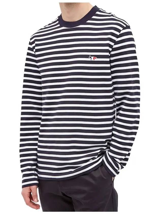 Fox Logo Stripe Long Sleeve T-Shirt Navy - MAISON KITSUNE - BALAAN 5