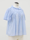 Sky blue ruffle neck blouse - MERLETTE - BALAAN 6