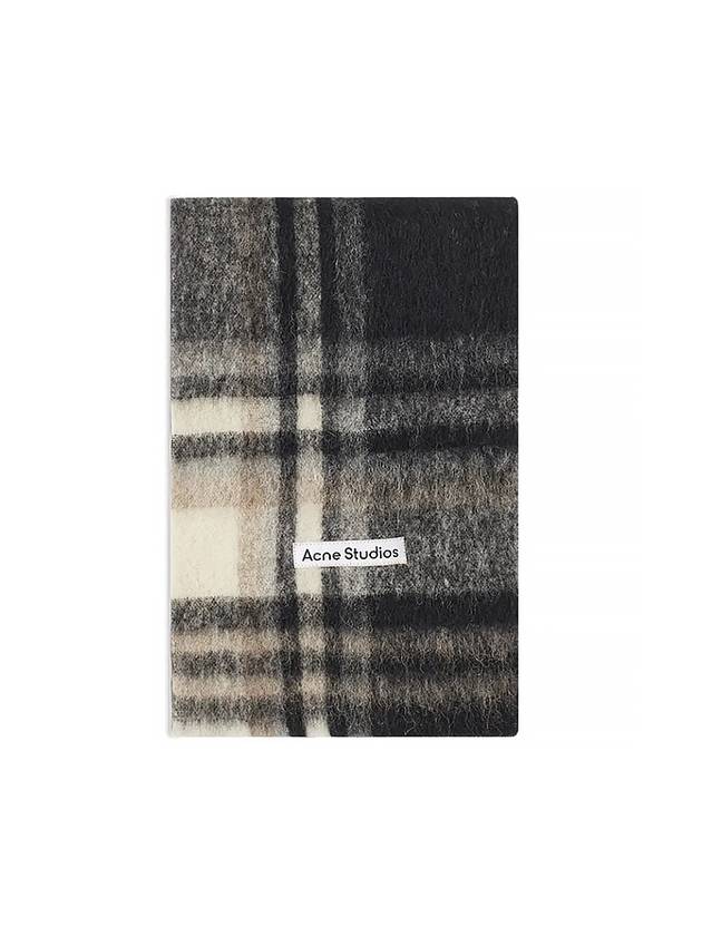 Check Logo Wool Muffler Black Grey - ACNE STUDIOS - BALAAN 2