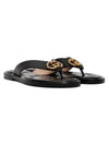 Interlocking G Open Toe Buff Leather Flat Sandals Black - GUCCI - BALAAN 4