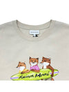 Surfing Foxes Logo Print Short Sleeve T-Shirt Beige - MAISON KITSUNE - BALAAN 4