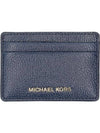 Pebble Leather Card Wallet Navy - MICHAEL KORS - BALAAN 1