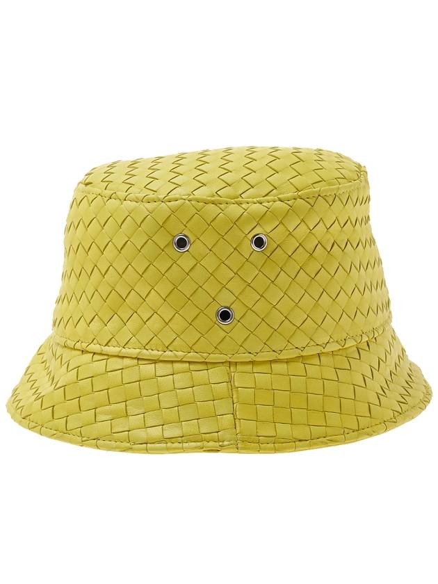 Intrecciato Leather Bucket Hat Yellow - BOTTEGA VENETA - BALAAN.