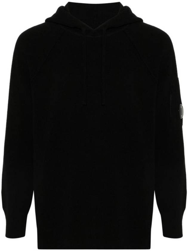 Lambswool GRS Hooded Waffle Knit Top Black - CP COMPANY - BALAAN 2