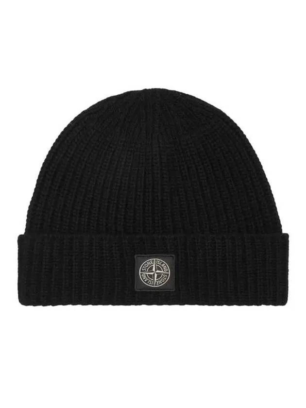 Wappen Patch Wool Beanie Black - STONE ISLAND - BALAAN 2