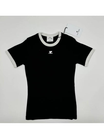 Bumpy Contrast Re-Edition Short Sleeve T-Shirt Black - COURREGES - BALAAN 2