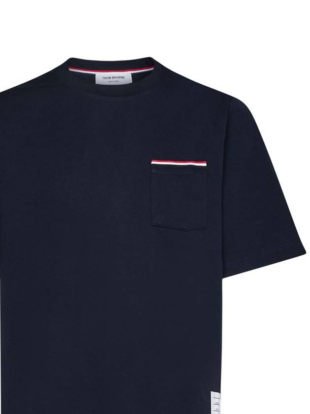 Cotton Oversized Pocket Short Sleeve T-Shirt Navy - THOM BROWNE - BALAAN 5