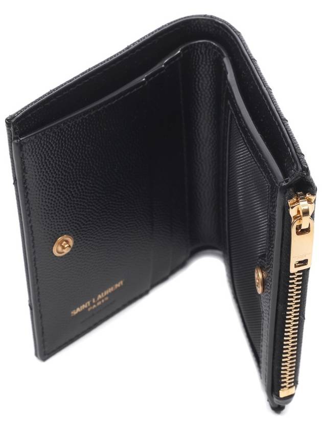 Cassandre Matelasse Grain De Poudre Embossed Leather Half Wallet Black - SAINT LAURENT - BALAAN 7