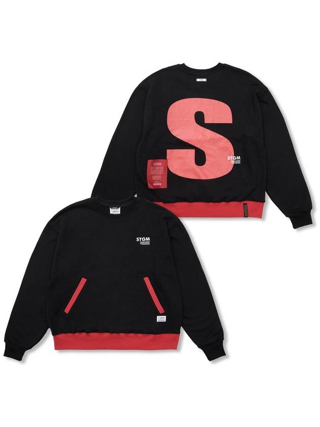 Capital S Oversized Crewneck Black - STIGMA - BALAAN 1