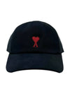 Embroidery Heart Logo Ball Cap Black - AMI - BALAAN 3