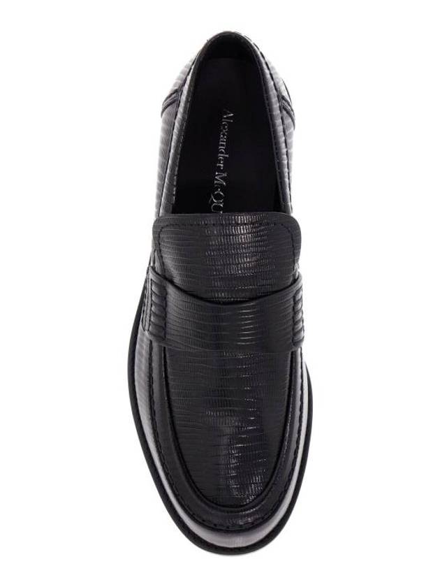 Lizard Skin Effect Loafers Black - ALEXANDER MCQUEEN - BALAAN 3