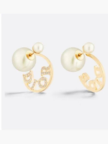 Tribales Logo Pearl Earrings Gold - DIOR - BALAAN 1