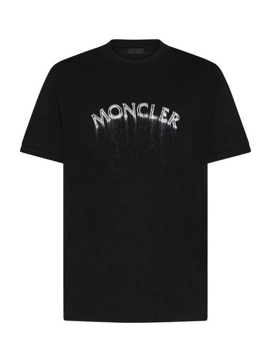 Powder Effect Logo Cotton Short Sleeve T-Shirt Black - MONCLER - BALAAN 1