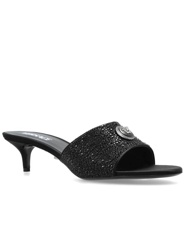 Versace Satin Heeled Mules ‘Alia’, Women's, Black - VERSACE - BALAAN 4