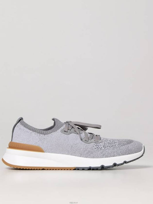 Stretch Knit Low Top Sneakers Grey - BRUNELLO CUCINELLI - BALAAN 2