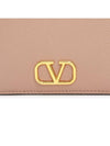 Women's V Logo Signature Compact Half Wallet Dark Beige - VALENTINO - BALAAN 8