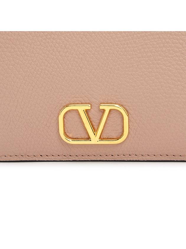 Women's V Logo Signature Compact Half Wallet Dark Beige - VALENTINO - BALAAN 8