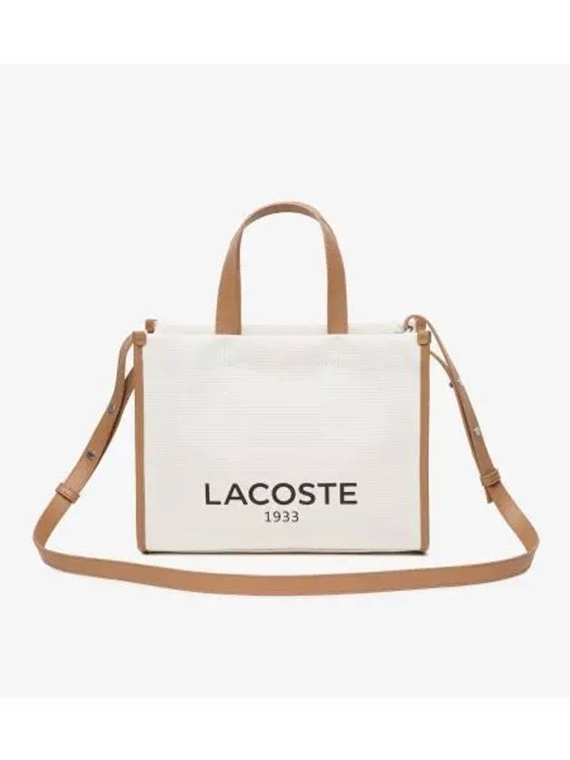 Women s Heritage Canvas Tote Cross Bag Beige - LACOSTE - BALAAN 1