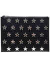 Star Leather Patch Clutch Bag Black Silver - SAINT LAURENT - BALAAN 1